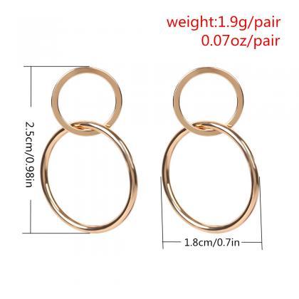 Delicate Eight Copper Ring Luck Stud Earrings