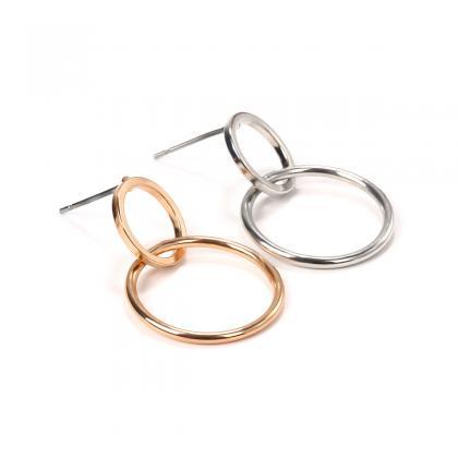 Delicate Eight Copper Ring Luck Stud Earrings