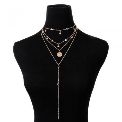 Crystal Star Element Multilayer Clavicle Necklace