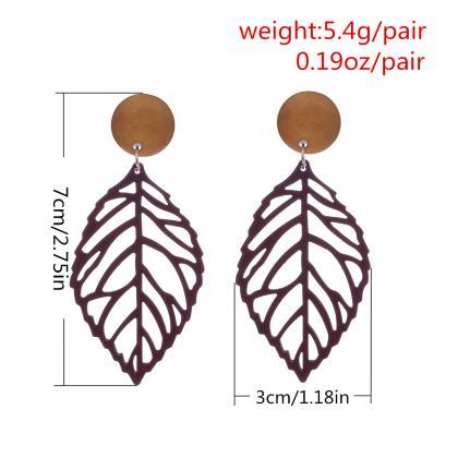 Contracted Personality Colourful Leaf Earrings