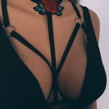 Sexy Hand Embroidery Elastic Chest