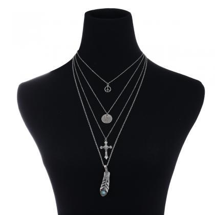 Multielement Alloy Multilayered Clavicle Necklace