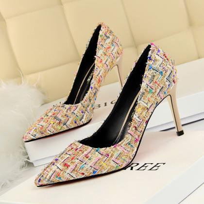 Colorful Pointed Toe Stiletto Heel High Heels..