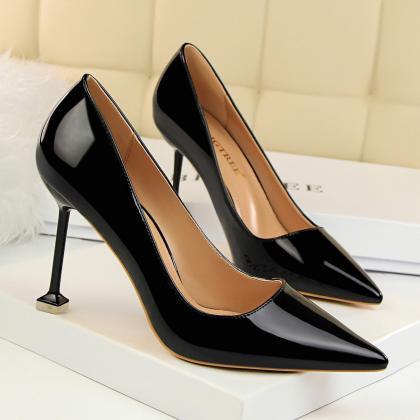 Patent Leather Pointed-toe High Heel Stilettos