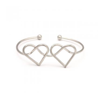 Metal Hand-made Peach Heart Open Bracelet