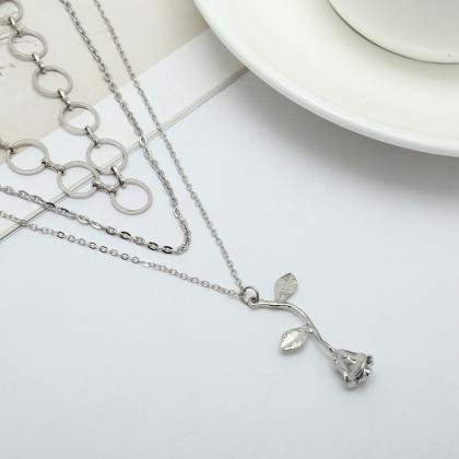 Alloy Rose Pendant With Multiple Clavicle..