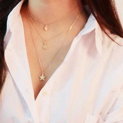 Simple Multi-layered Star Necklace