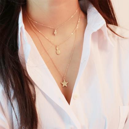 Simple Multi-layered Star Necklace
