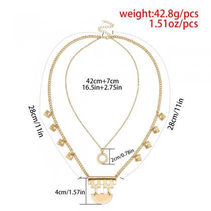 National Wind Alloy Hollow Multilayer Necklace
