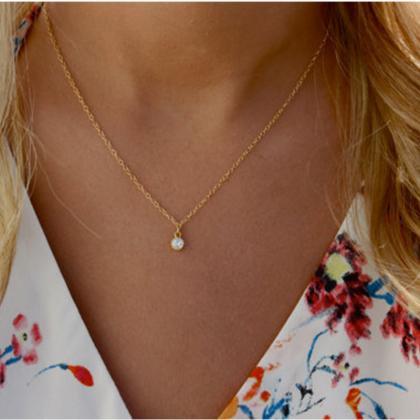 Simple Crystal Diamond Short Necklace
