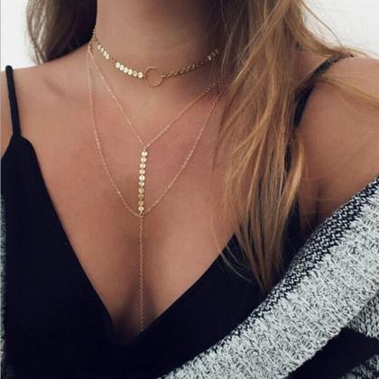 Fashion Sequins Multi-layered Necklaces