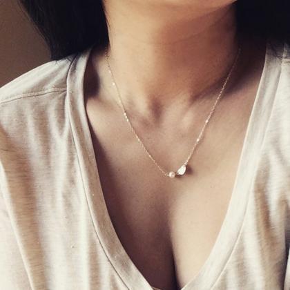 Tiny Heart Smooth Delicate Pearl Necklace