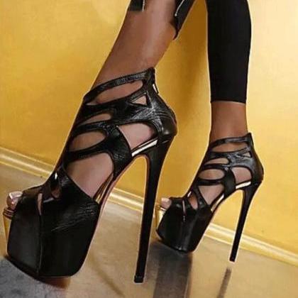 2018 Style Hollow Out Peep Toe Platform Super High..