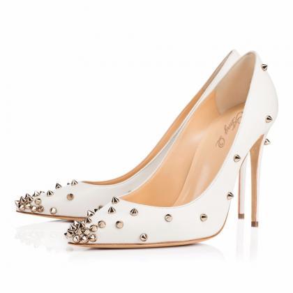 Rivets Pointed Toe Pu Stiletto High Heels Party..