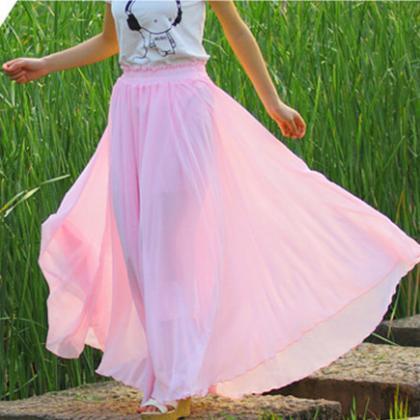 High Waist Pure Color Loose No Packets Long Skirt