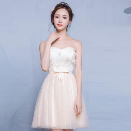 Strapless Flowers Empire Short Tulle Party..