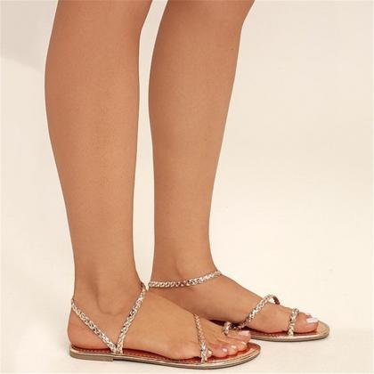 Thong Simple Style Weave Women Flat Beach Sandals..