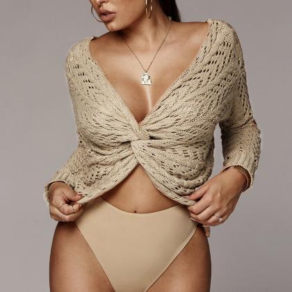 Off The Shoulder Hollow Out Wrap Women Cropped..