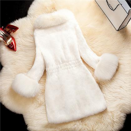 Solid Color Faux Fur Collar Oversized Women Teddy..