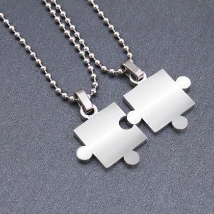 Stainless Steel Finish Puzzle Pendant Necklace