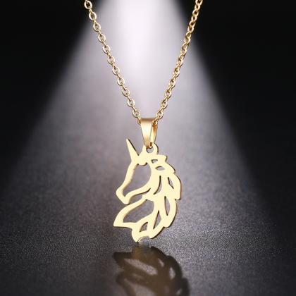 Steel Necklace For Women Man Noble Horse Gold And..