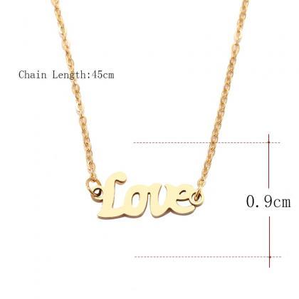 Steel Necklace For Women Man Love Word Sharp Gold..