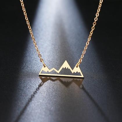 Stainless Steel Necklace Minimalist Mountain Top..