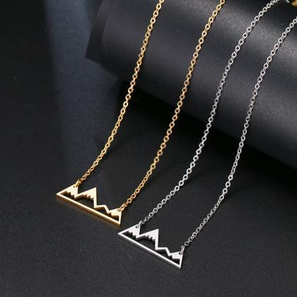Stainless Steel Necklace Minimalist Mountain Top..