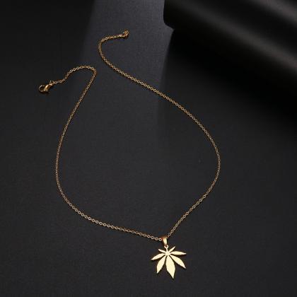 Stainless Steel Necklace For Women Man Maple Leaf..