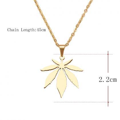 Stainless Steel Necklace For Women Man Maple Leaf..