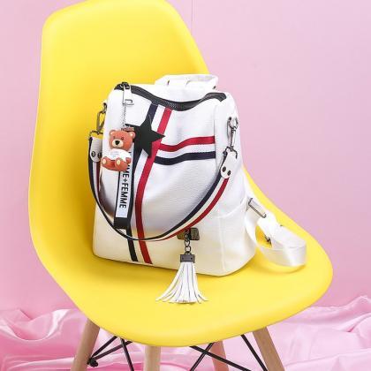 Women Backpack Vintage Style Solid School Soft..