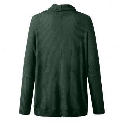Green Pile Collar Low High Sweater