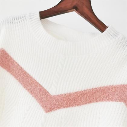 Color Matching Stripe Loose Sweater