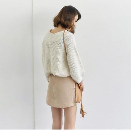 Sexy White Off Shoulder Loose Sweater