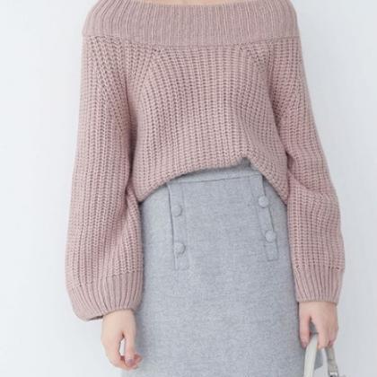 Sexy Pink Off Shoulder Loose Sweater