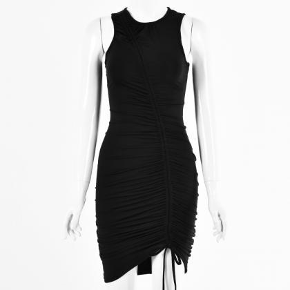 Black Skinny Drawing Soild Short Dress