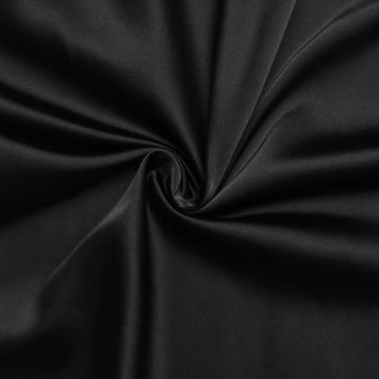 Black Backless Satin Tie Waist Short Dress