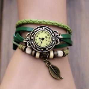 Women's Leather Bracelet Leaf Wrist..