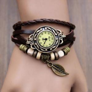 Women's Leather Bracelet Leaf Wrist..