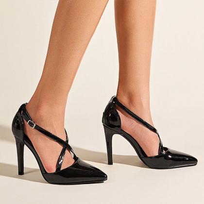 Sexy Black Patent Leather Pointed Toe High Heels
