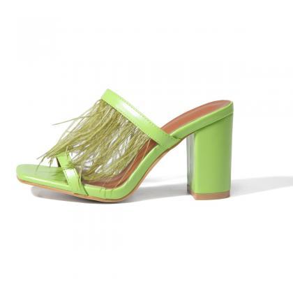 Feather High Heeled Sandals