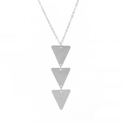 Long Chain Metal Smooth Triangle One Piece Pendant..