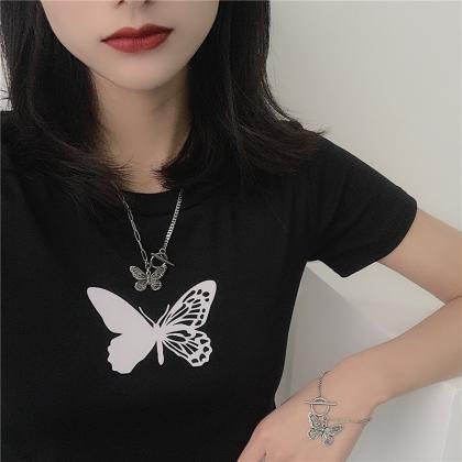 Retro Butterfly Necklace + Bracelet
