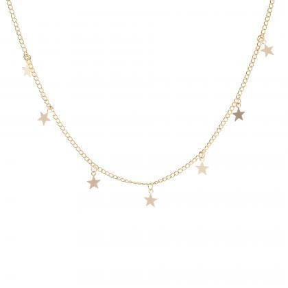 Alloy Plated Necklace Long Style Five Pointed Star..
