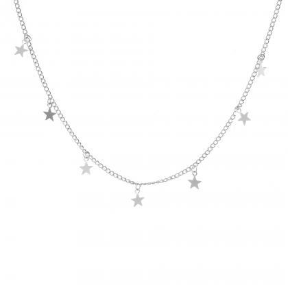 Alloy Plated Necklace Long Style Five Pointed Star..