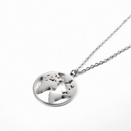 Geometric Circle Map Necklace Fashion Simple Alloy..