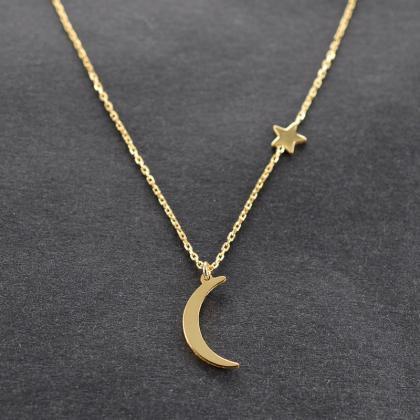 Moon Star Pendant Necklace Women's..