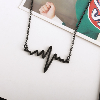 Wave Necklace, Clavicle Chain, Ecg Necklace, Heart..