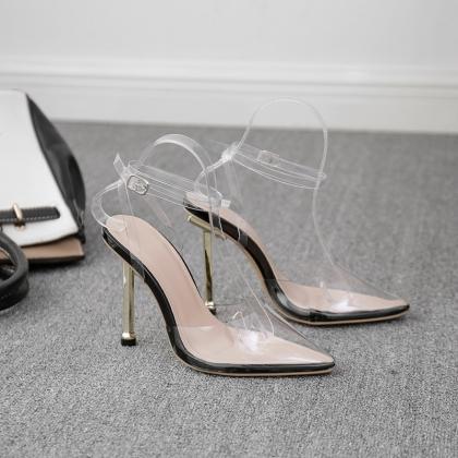 Pointed Sexy Super High Heel Pvc Electroplating..