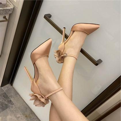 Style Pointed Toe Wrap Single Shoes With One..